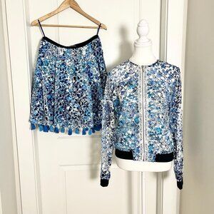 T Tahari Floral Lace Eyelet Jacket & Skirt Coord Set - RARE Wearable Art, S/M